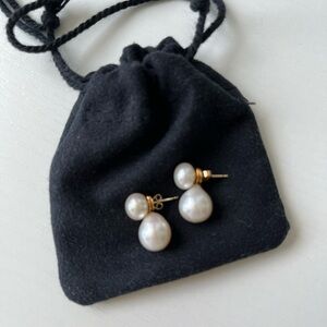Ann Louise Detachable Pearl Drop Earrings in 14K Yellow Gold